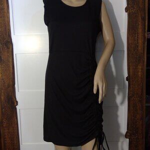 Capella Women's Black Sleeveless Dress with Drawstring Gathered Left Side (Size